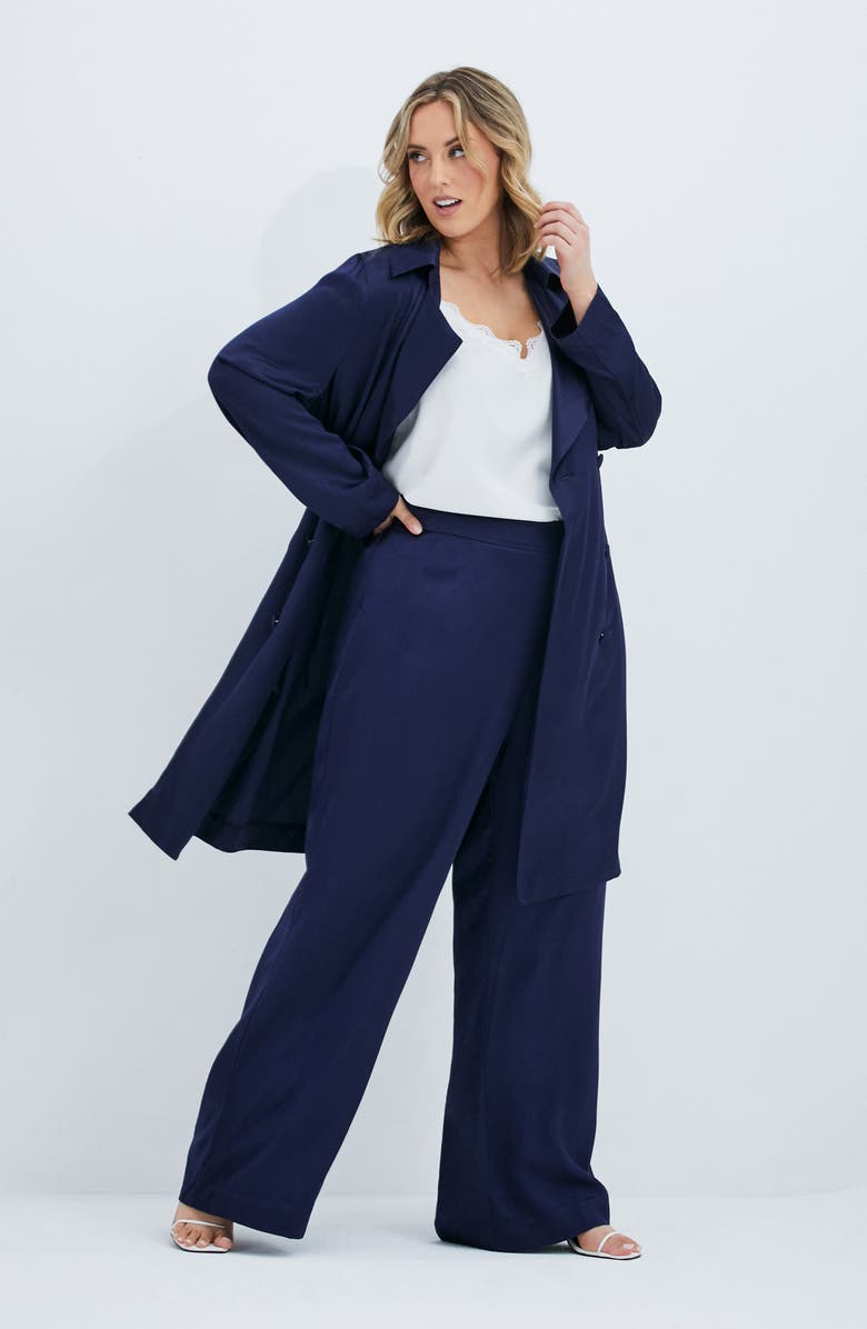 Estelle Samantha Wide Leg Satin Pants, Alternate, color, Ink