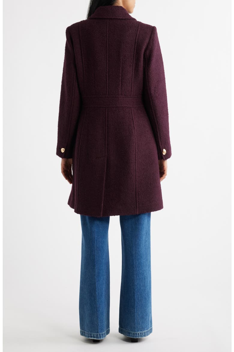 Inset Waist Bouclé Coat, Alternate, color, MERLOT