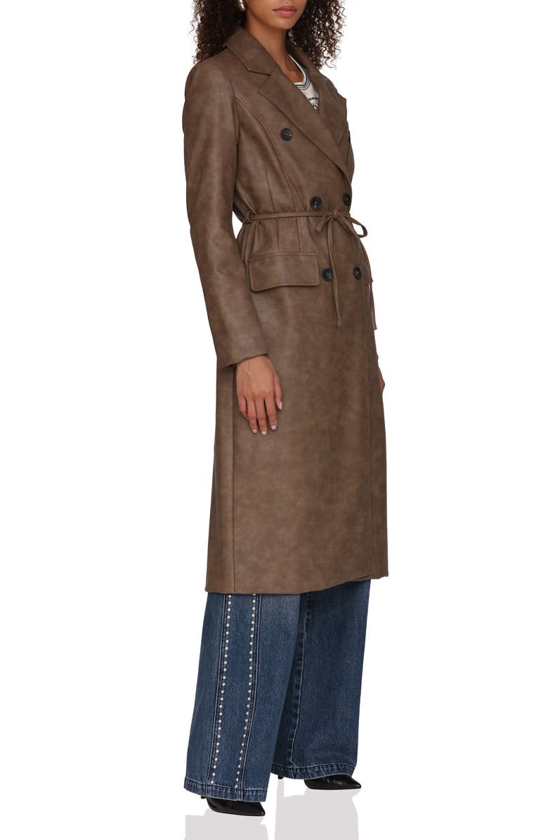Avec Les Filles Double Breasted Faux Leather Coat, Alternate, color, Java