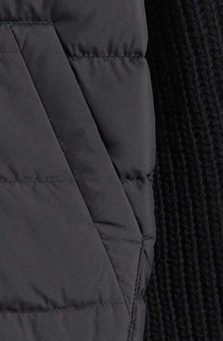 Moncler Kids' Wool Knit & Quilted Down Cardigan, Alternate, color, Black