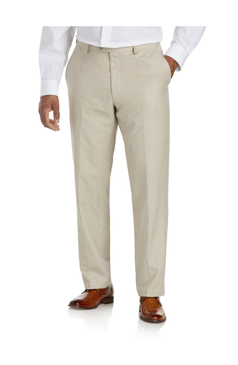 Oak Hill by DXL Big & Tall Linen-Blend Suit Pants, Main, color, Flax