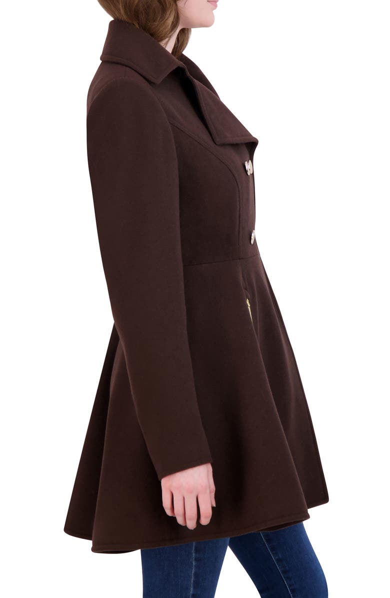 Laundry by Shelli Segal Double Breasted Fit & Flare Wool Blend Coat, Alternate, color, Chocolate