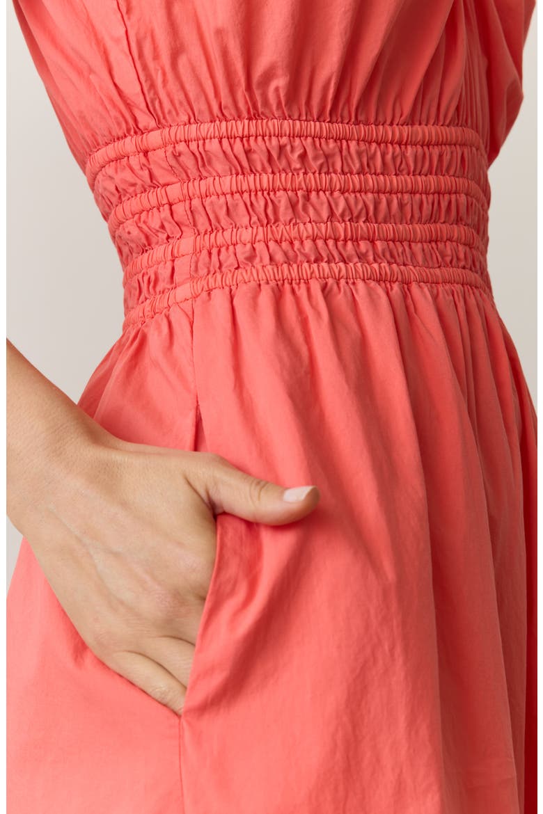Short Sleeve Poplin Midi Dress, Alternate, color, CORAL