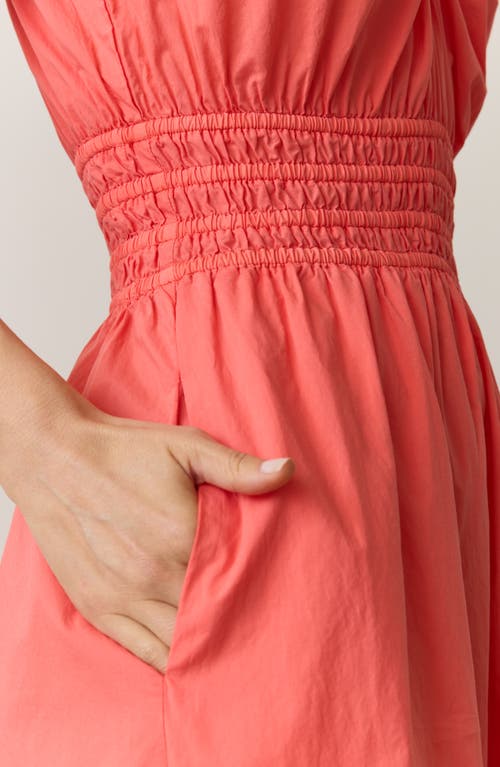 Marine Layer Short Sleeve Poplin Midi Dress In Coral