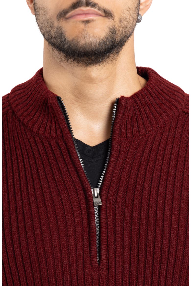 Rib Quarter Zip Sweater, Alternate, color, BURGUNDY