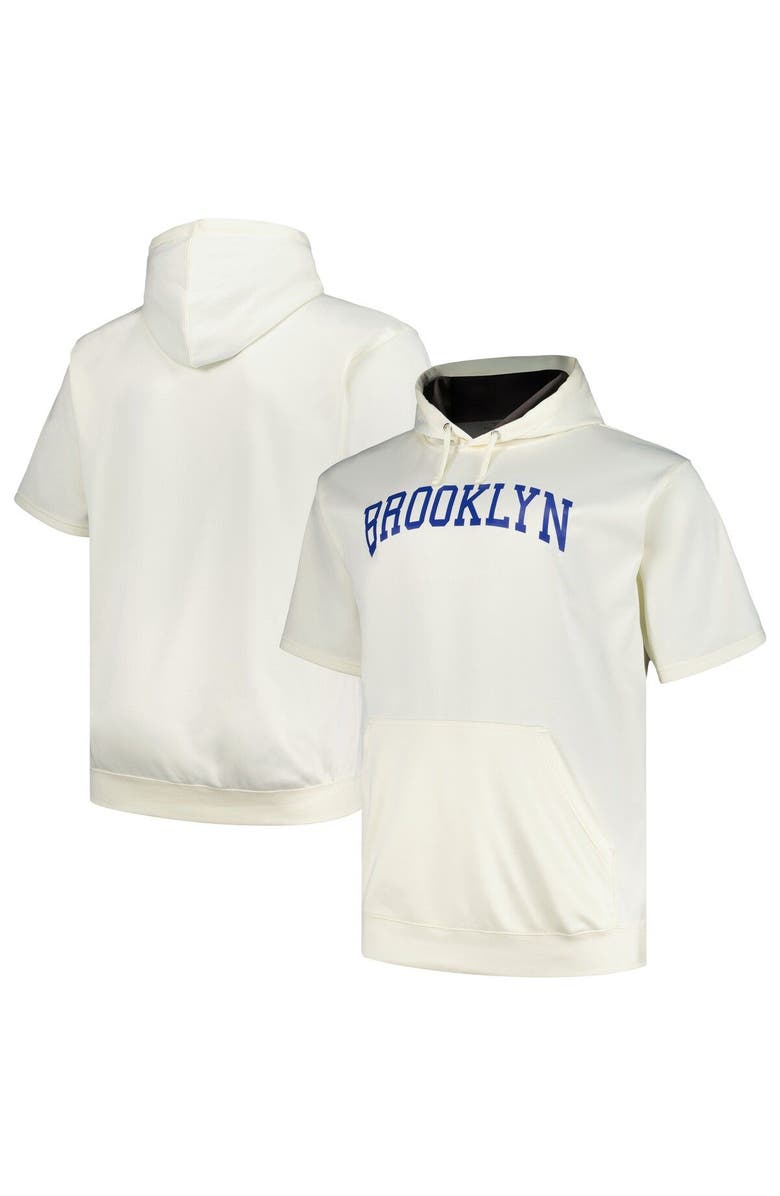 PROFILE Men's Profile Oatmeal Brooklyn Dodgers Big & Tall Cooperstown Collection Contrast Short Sleeve Pullover Hoodie, Main, color, Oatmeal