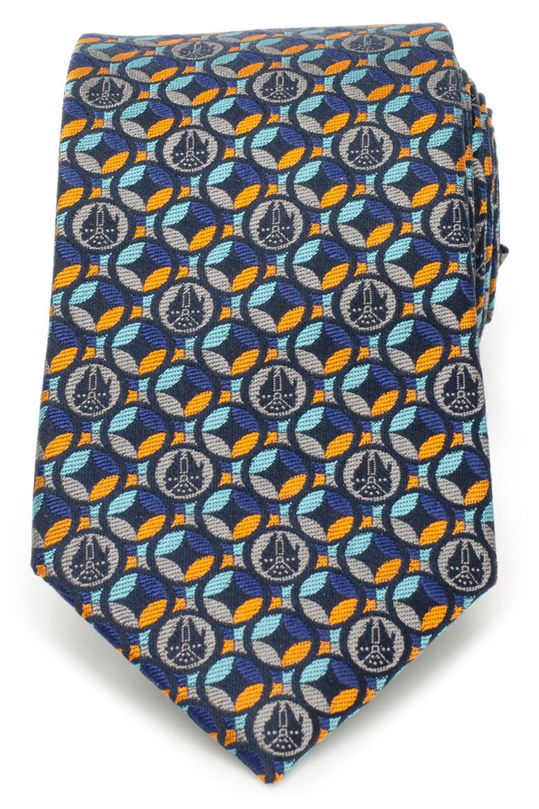Star Wars™ Millennium Falcon Navy Motif Silk Tie, Main, color, BLUE