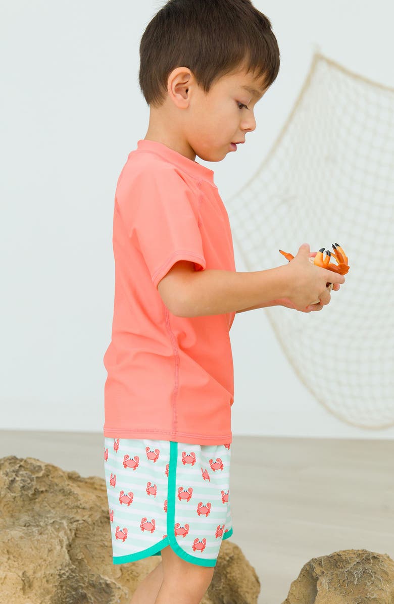 RuggedButts Short Sleeve Two-Piece Rashguard Swimsuit, Alternate, color, Orange