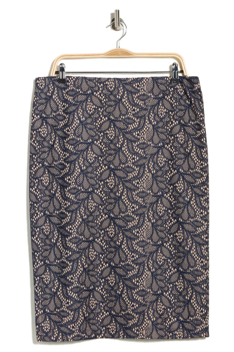 Jacquard Pencil Skirt, Alternate, color, NAVY