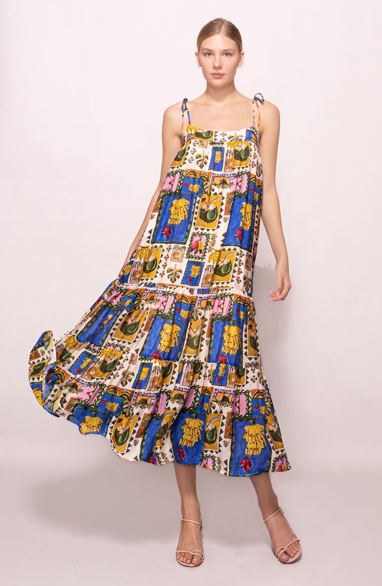 MELLODAY Trapeze Maxi Sundress, Alternate, color, Multi Patchwork