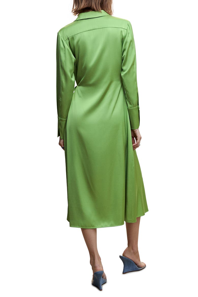 Long Sleeve Satin Wrap Shirtdress, Alternate, color, GREEN