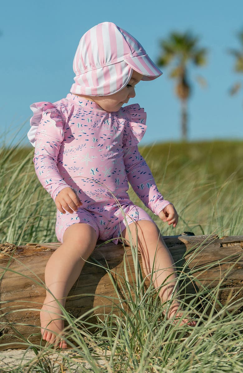 Snapper Rock Pink Sea Long Sleeve Sun Romper, Alternate, color, 