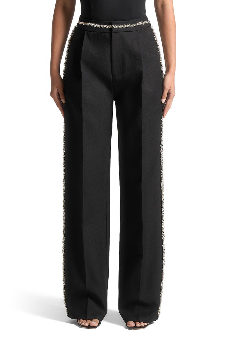 Manière De Voir Patricia Embellished Tailored Trousers, Main, color, Black