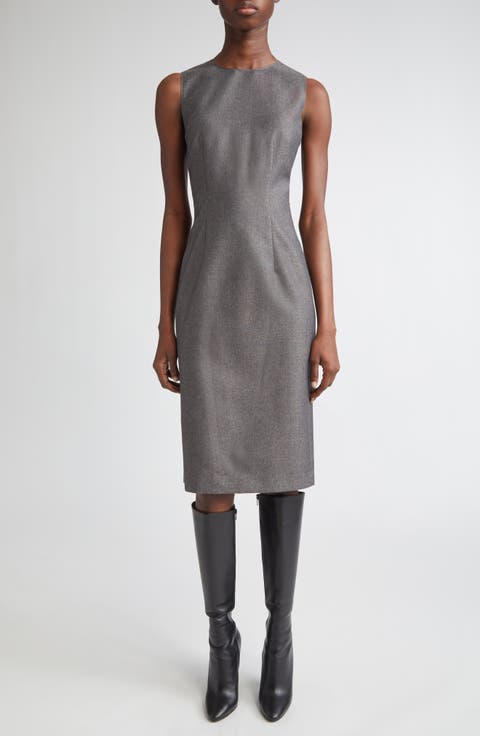 Harpson Sleeveless Pixelated Wool Blend Twill Sheath Dress