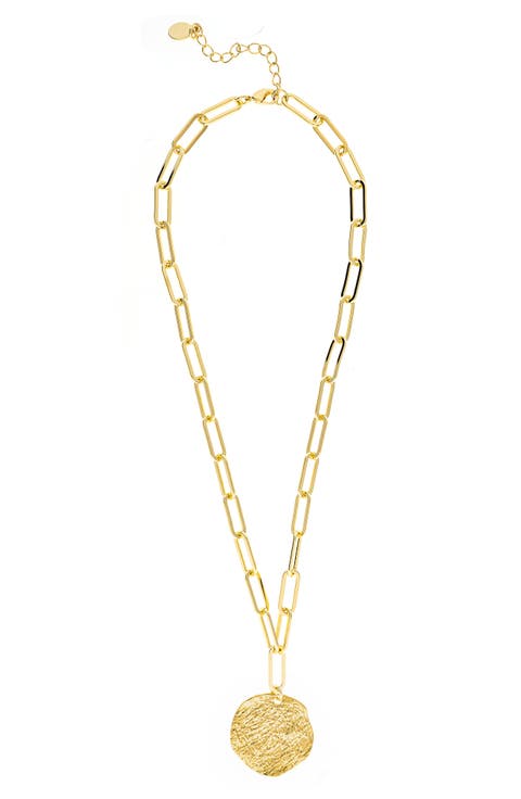 Hammered Disc Pendant Necklace