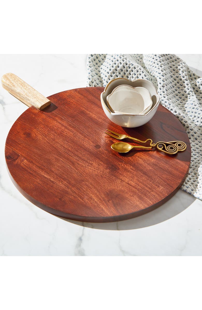 tag Verge Round Board Natural Mango Wood Everyday Serving Tray, Alternate, color, Black