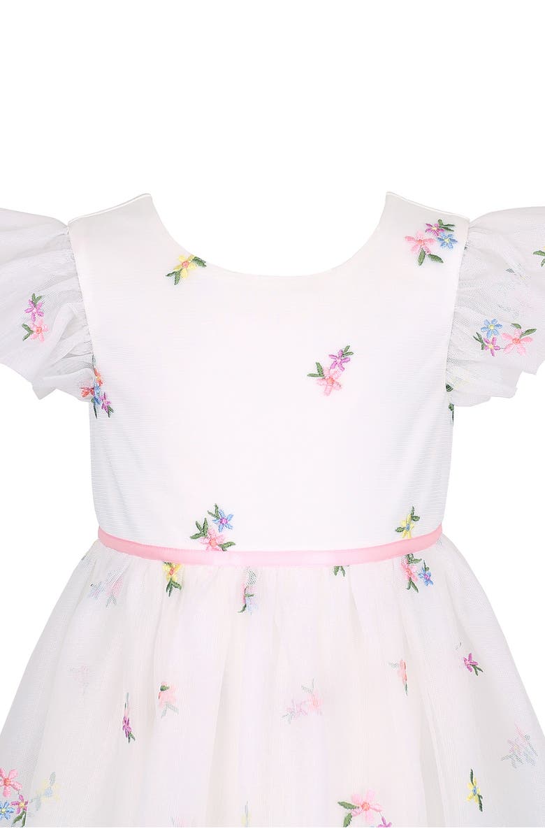 Zunie Kids' Embroidered Mesh Party Dress, Alternate, color, Ivory