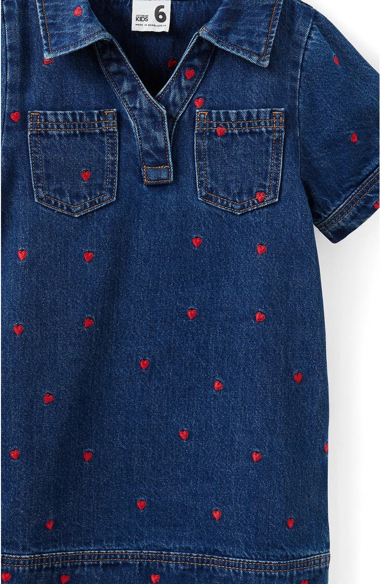 Cotton On Kids Kid's Denim Polo Dress, Alternate, color, Mermaid Midnight Blue Heart