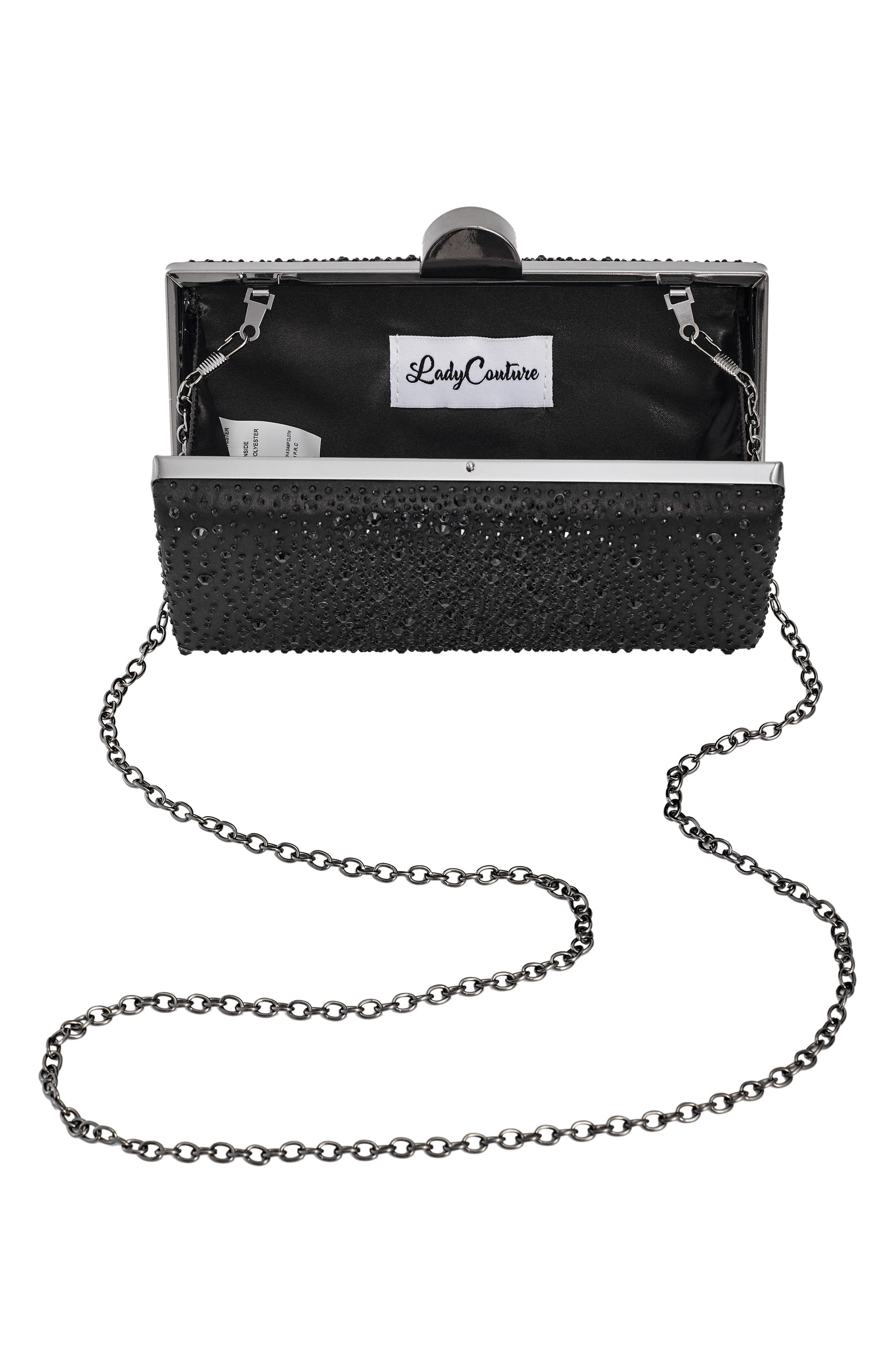 Glamorous Satin Evening Bag, Alternate, color, BLACK
