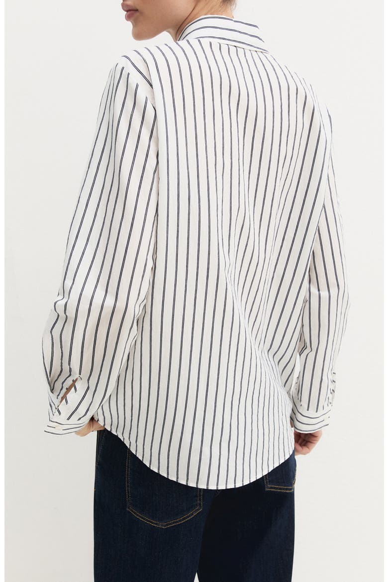 Pinstripe Cotton Blend Button-Up Shirt, Alternate, color, WOOL WHITE PINSTRIPES