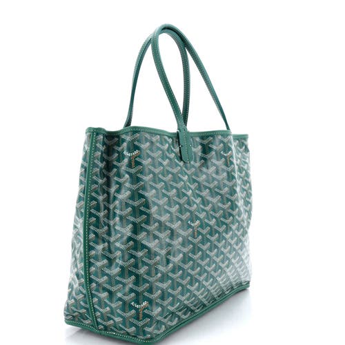Pre-owned Goyard Goyard Anjou Reversible Tote Coated Canvas Pm In Green
