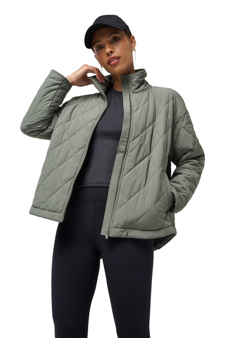 Quilted Easy Puffer Jacket, Alternate, color, OLIVE SMOKE