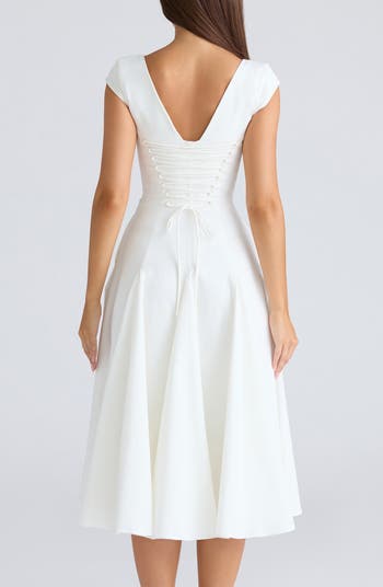 Raisa Square Neck Twill Midi Dress