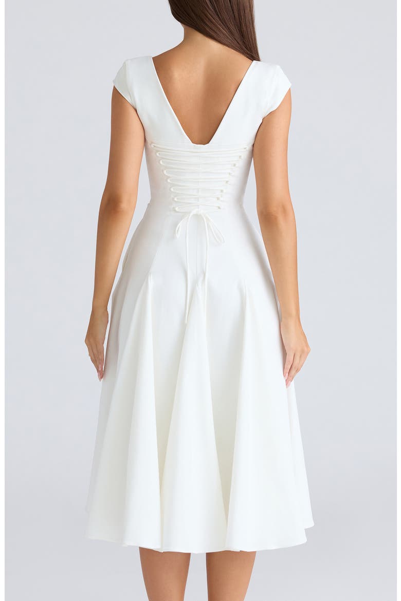 high waist square neck midi dress white Georgia Square Neckline Midi Dress White