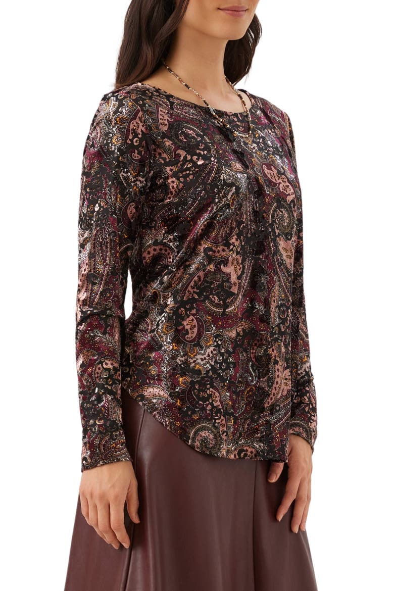 Velvet Burnout Shirttail Top, Alternate, color, PRINT