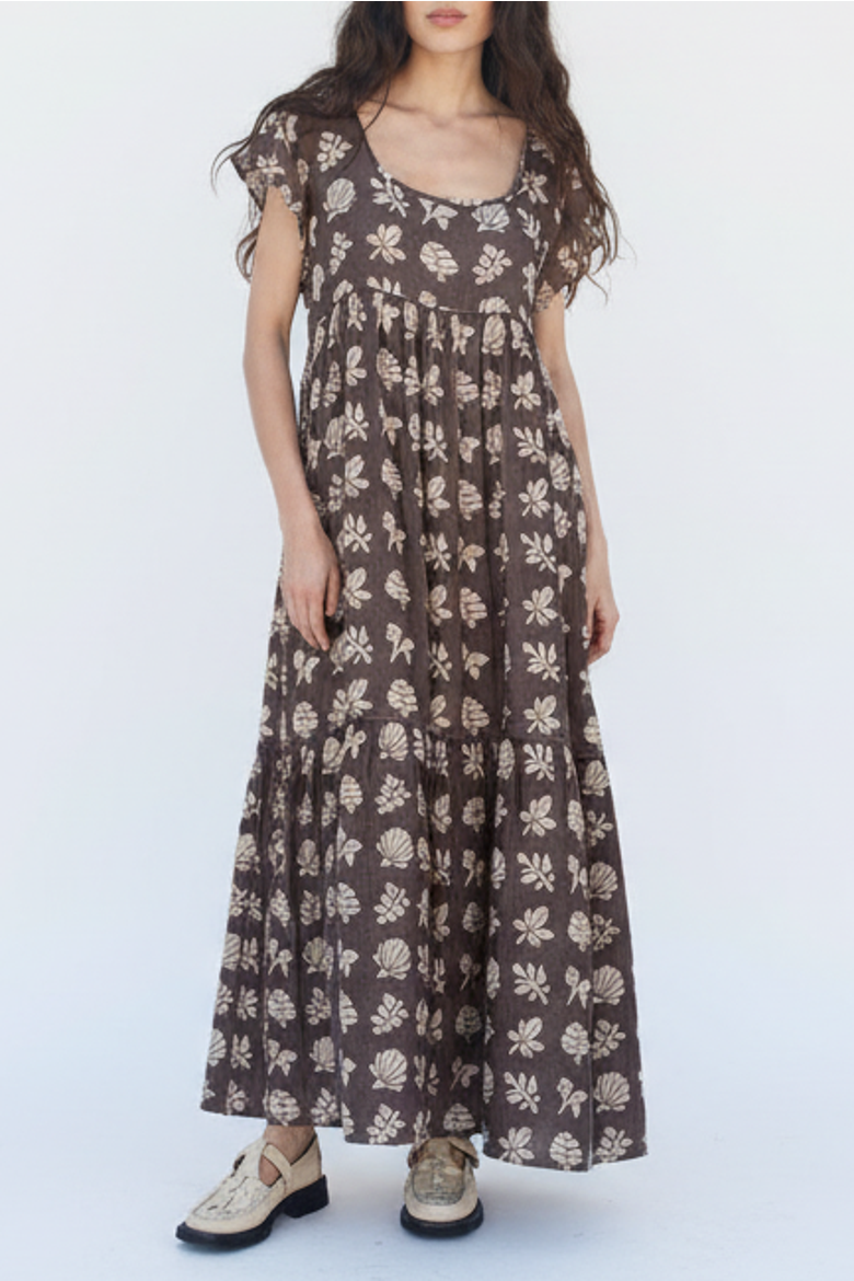 LouLou Tiered Low Scoop Maxidress, Main, color, Botanical