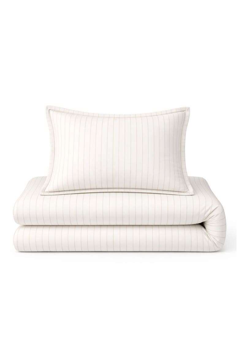 Golden Stripe Duvet Cover, Sheet & Shams Set, Main, color, WHITE/ GOLD
