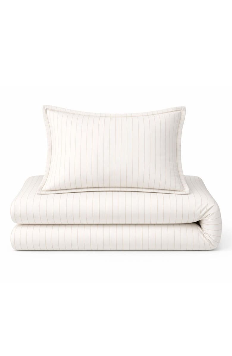 Domani Home Golden Stripe Duvet Cover, Sheet & Shams Set, Main, color, White/ Gold