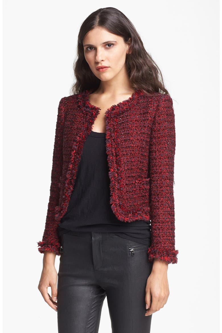 'Kidman' Tweed Open Front Jacket, Main, color, RED