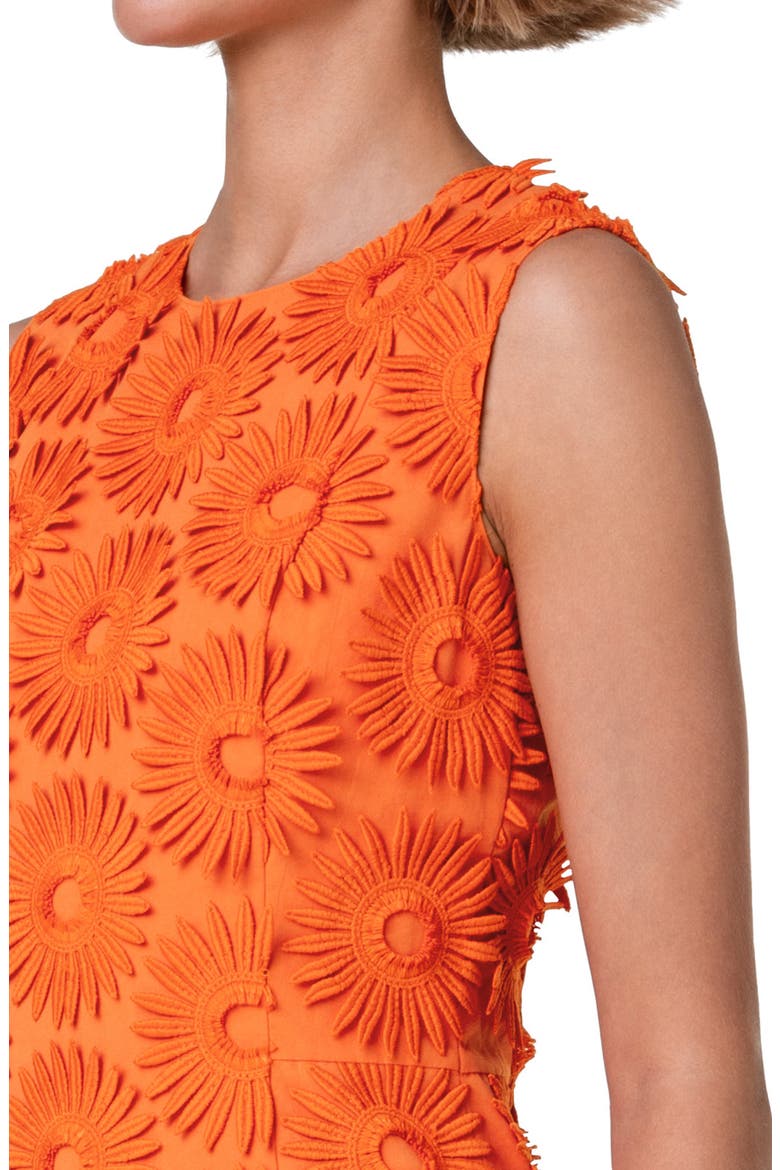 Hello Sunshine Embroidered Floral Appliqué Cotton Sheath Dress, Alternate, color, ORANGE