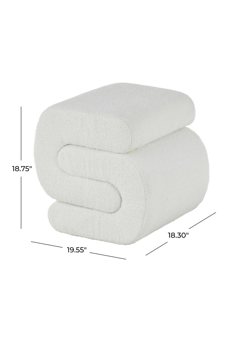 Sculptural Bouclé Ottoman, Alternate, color, WHITE