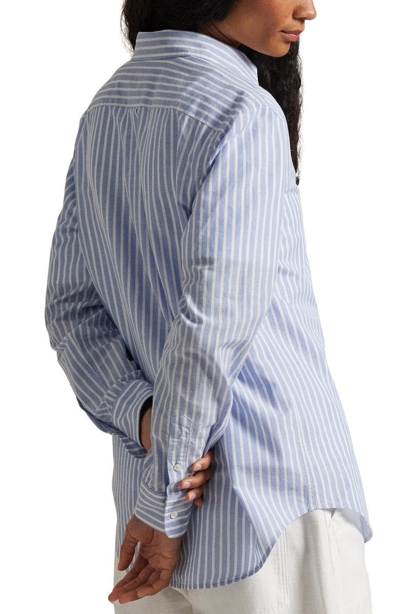 Polo Ralph Lauren Classic Fit Stripe Cotton & Linen Button-Up Shirt, Alternate, color, Dress Shirt Blue/White