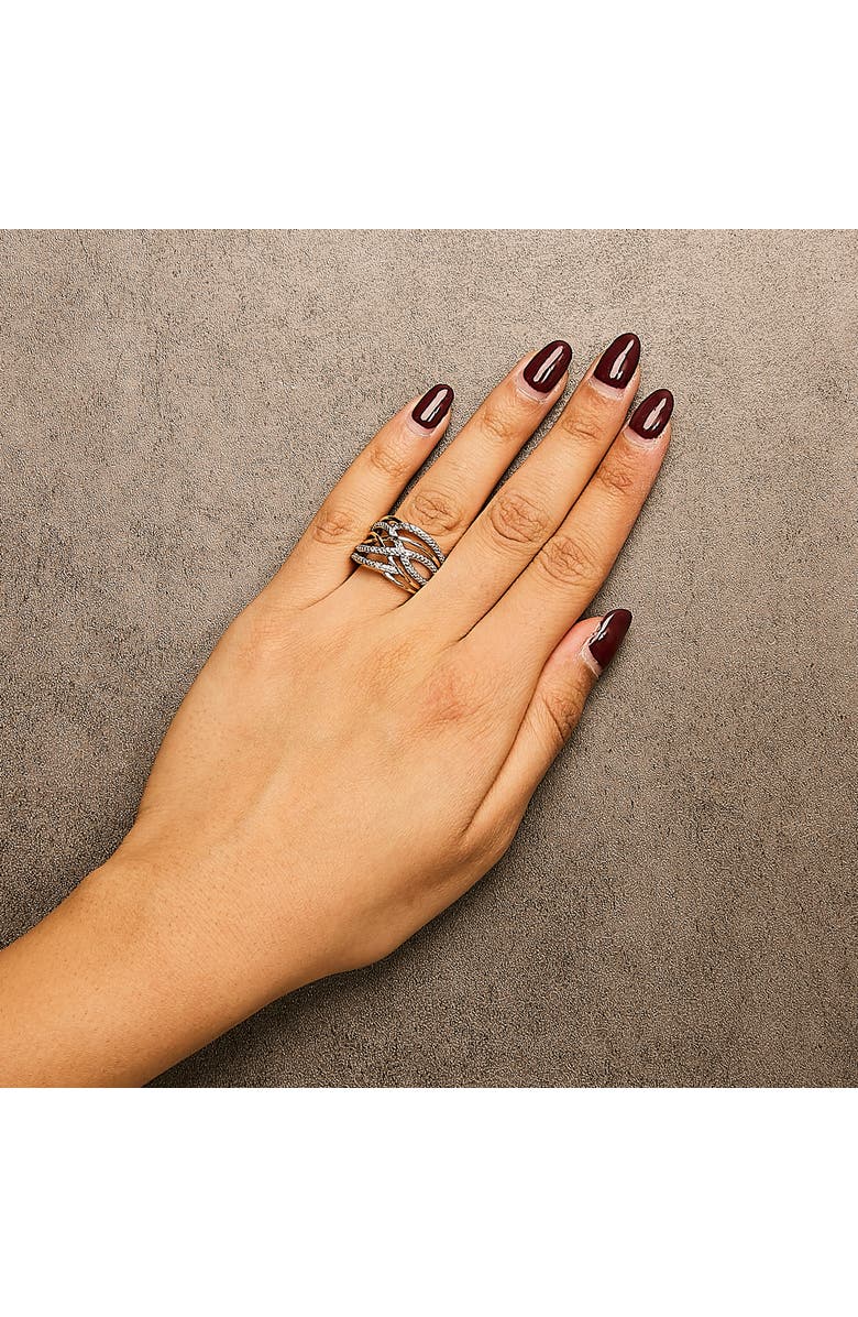 Haus of Brilliance Silver Diamond Accent Crossover Ring, Alternate, color, Rose