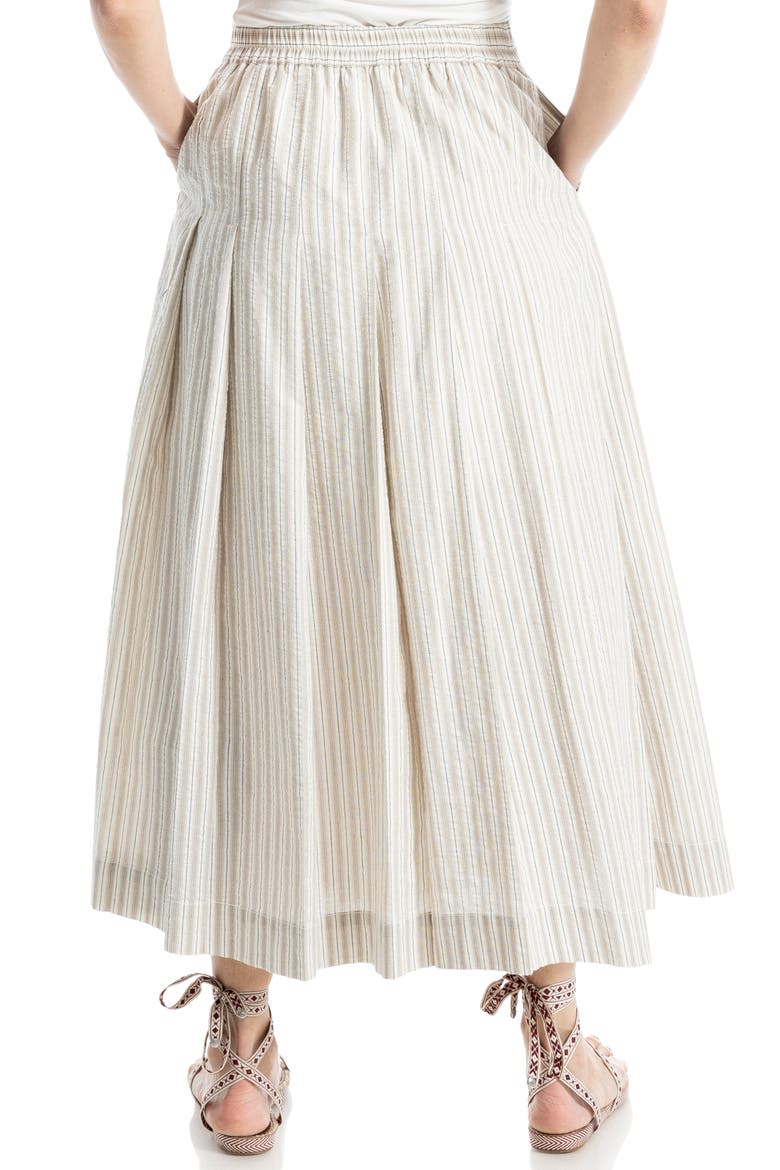 Stripe Pleated A-Line Skirt, Alternate, color, KHAKI/WHITE/BLACK STRIPE