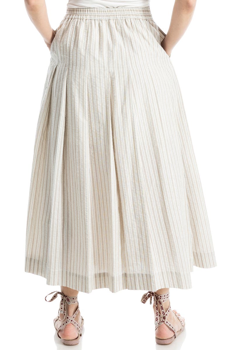 MAX STUDIO Stripe Pleated A-Line Skirt, Alternate, color, Khaki/White/Black Stripe