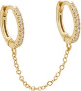 BY ADINA EDEN Double Huggie Chain CZ Earring