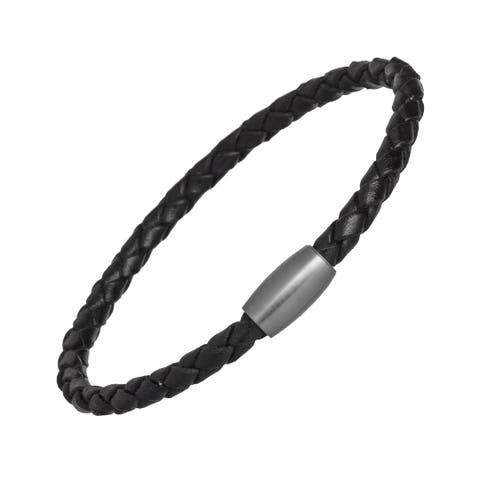 Woven Leather Bracelet with magnetic closure