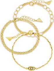 Sterling Forever Set of 3 Chain Bracelets