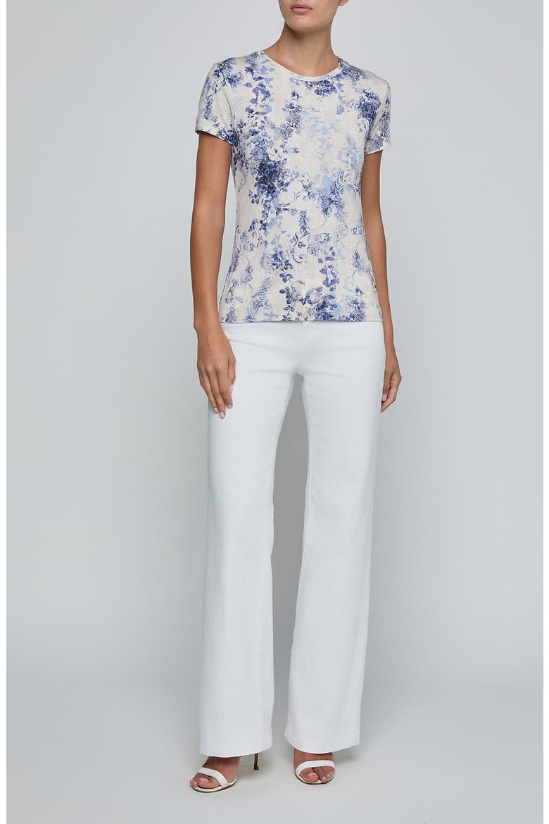 Ressi Mixed Print Top, Alternate, color, IVORY/ BLUE WATERCOLOR PAISLEY