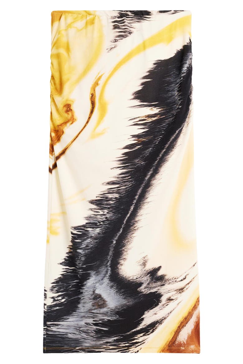 Abstract Print Midi Skirt, Alternate, color, YELLOW