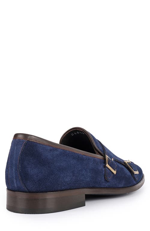 Vellapais Elmaton Double Monk Strap Leather Loafer In Blue