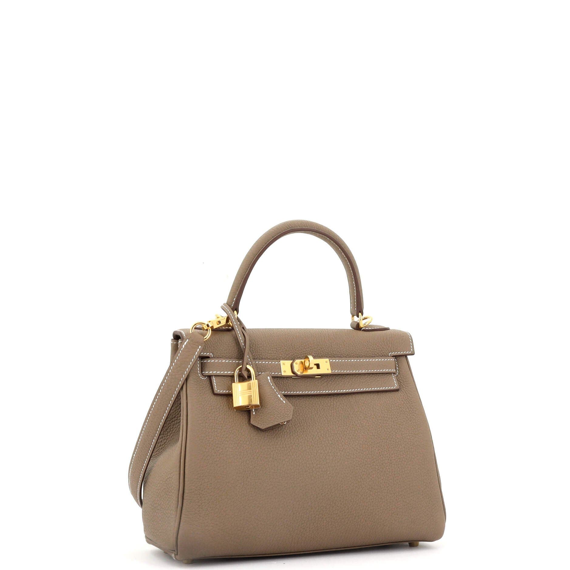 Pre-Owned Hermes Kelly Handbag Grey Togo with Gold Hardware 25, Alternate, color, 