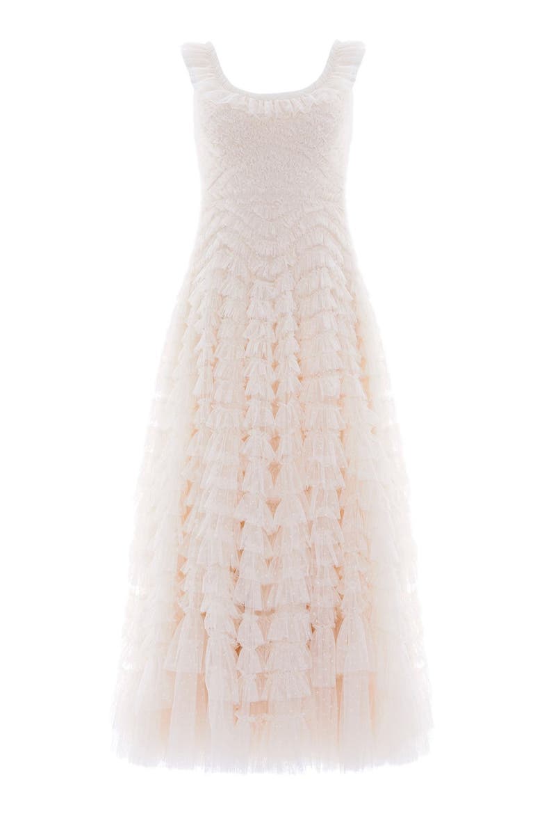 Hattie Scoop Neck Ankle Gown, Alternate, color, Cream
