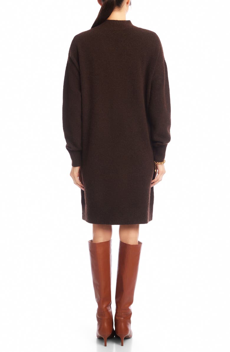 Karen Kane Mock Neck Long Sleeve Sweater Dress, Alternate, color, Chocolate
