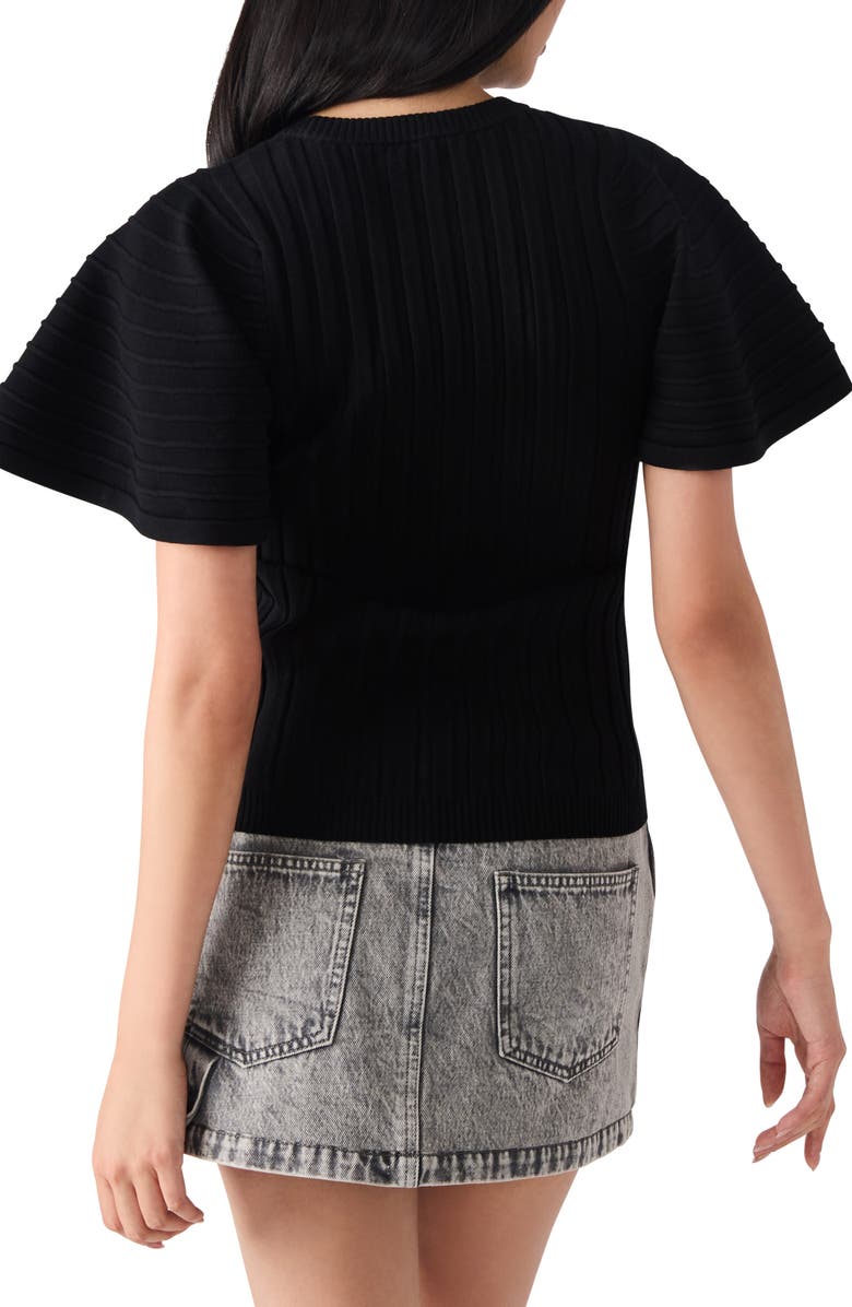 Steve Madden Allie Short Sleeve Rib Sweater, Alternate, color, Black
