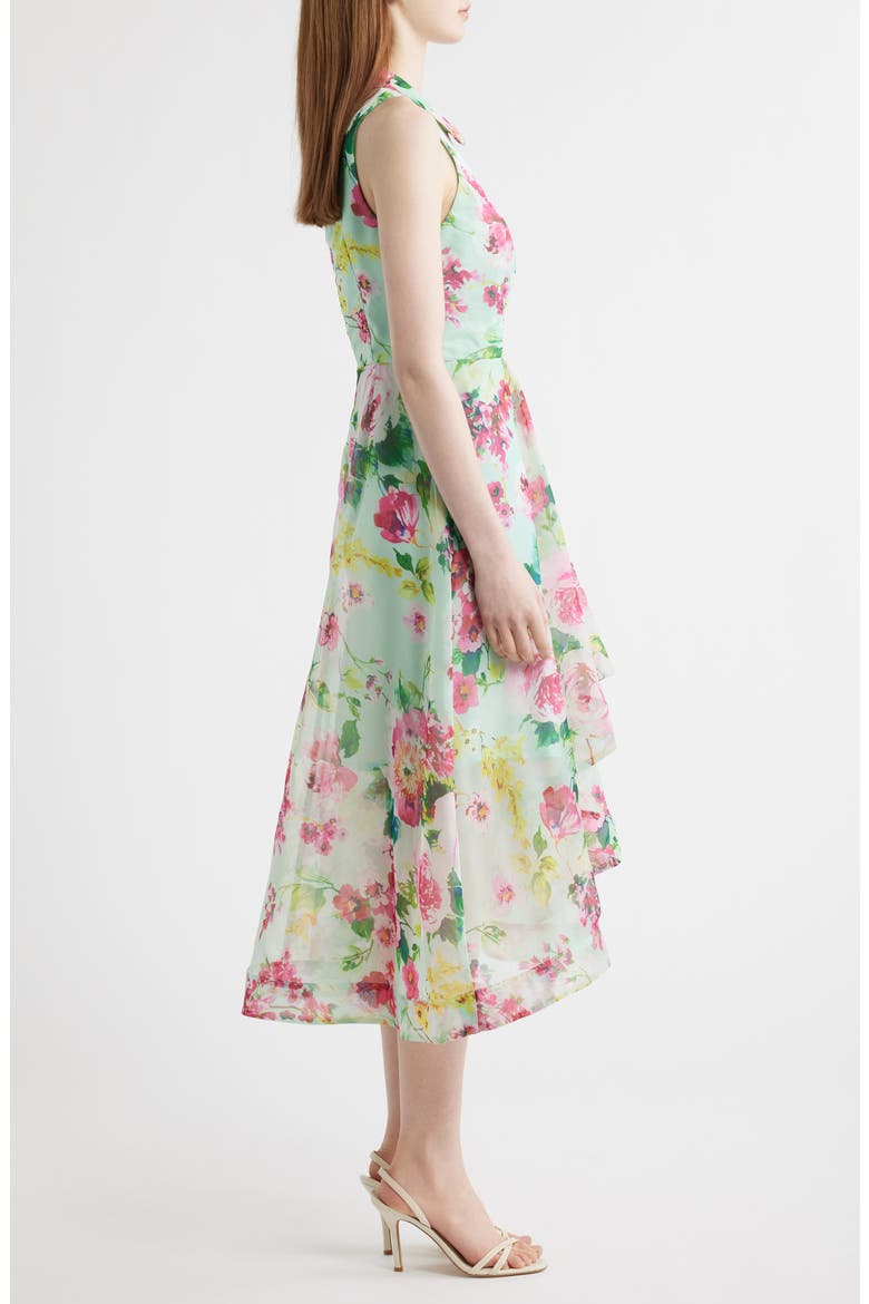 Floral High-Low Cocktail Dress, Alternate, color, MINT MULTI